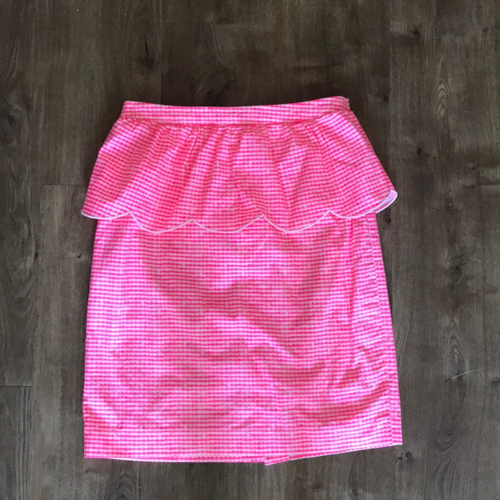 Lily Pulitzer pink gingham peplum skirt